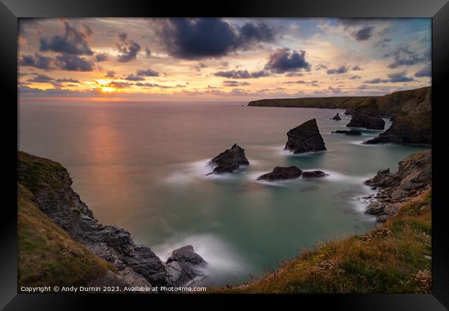 Bedruthan Steps Sunset Framed Print by Andy Durnin