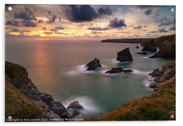 Bedruthan Steps Sunset Acrylic by Andy Durnin