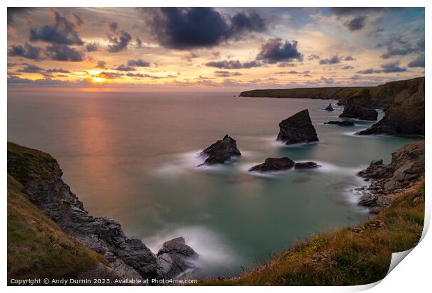 Bedruthan Steps Sunset Print by Andy Durnin