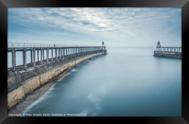 Whitby Pier Long Exposure Framed Print by Mike Shields