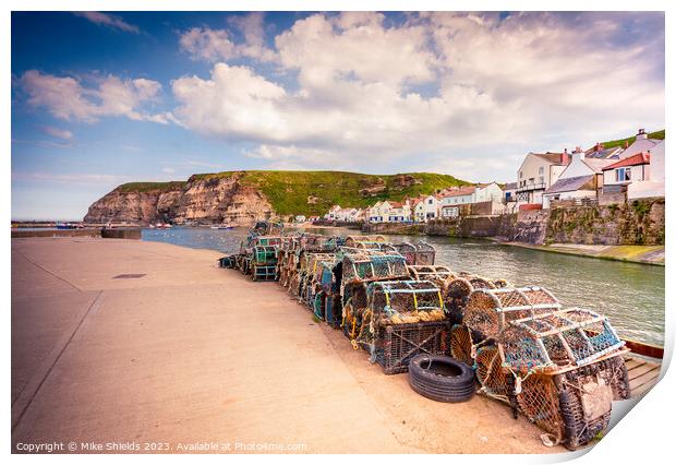 Staithes Lobster Pots  Print by Mike Shields