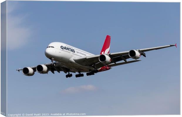 Qantas Airbus A380-842  Canvas Print by David Pyatt