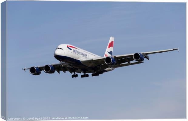 British Airways Airbus A380 Canvas Print by David Pyatt