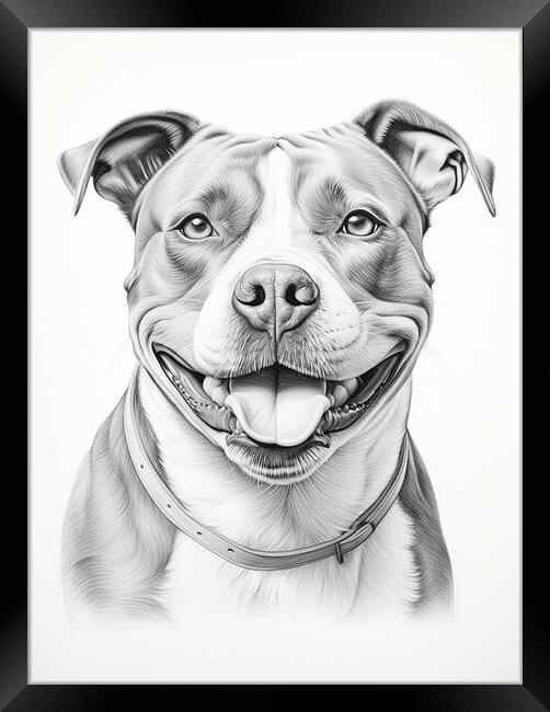 American Staffordshire Terrier Framed Print by K9 Art
