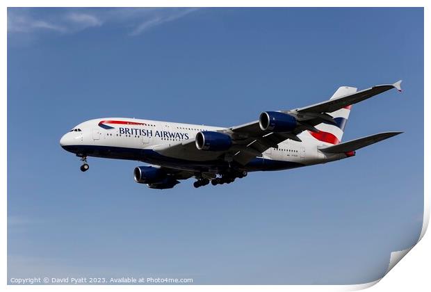 British Airways Airbus A380 Print by David Pyatt