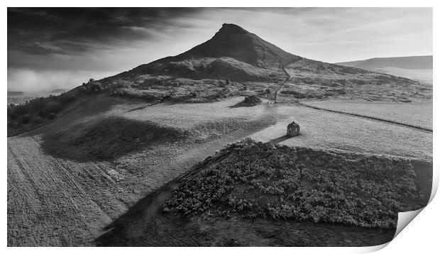 Roseberry Topping Black and White Print by Tim Hill