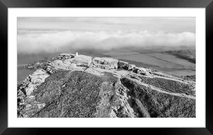 Roseberry Topping Monochrome Framed Mounted Print by Tim Hill