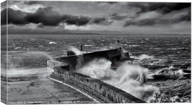 Sea storm at Burghead Canvas Print by Tom McPherson