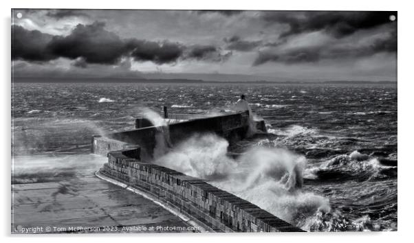 Sea storm at Burghead Acrylic by Tom McPherson