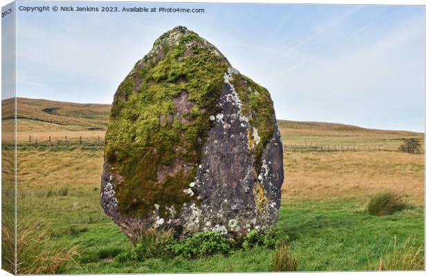 Maen Llia Standing Stone Top of the Llia Valley Br Canvas Print by Nick Jenkins