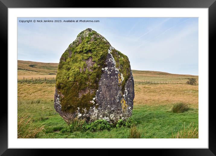 Maen Llia Standing Stone Top of the Llia Valley Br Framed Mounted Print by Nick Jenkins