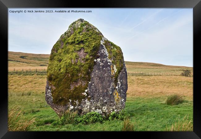 Maen Llia Standing Stone Top of the Llia Valley Br Framed Print by Nick Jenkins