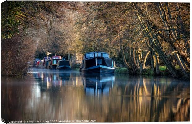 Winter's Embrace: Canal's Golden Hour Canvas Print by Stephen Young