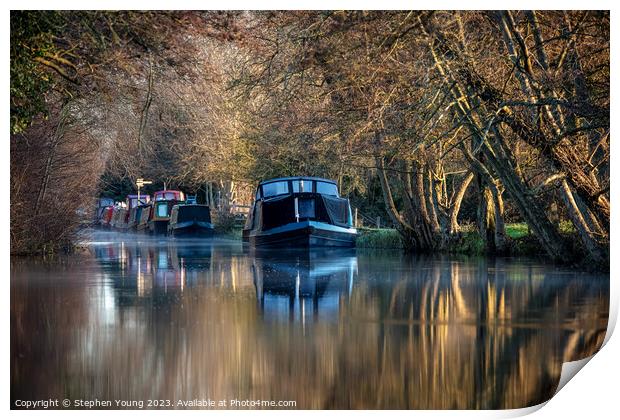 Winter's Embrace: Canal's Golden Hour Print by Stephen Young