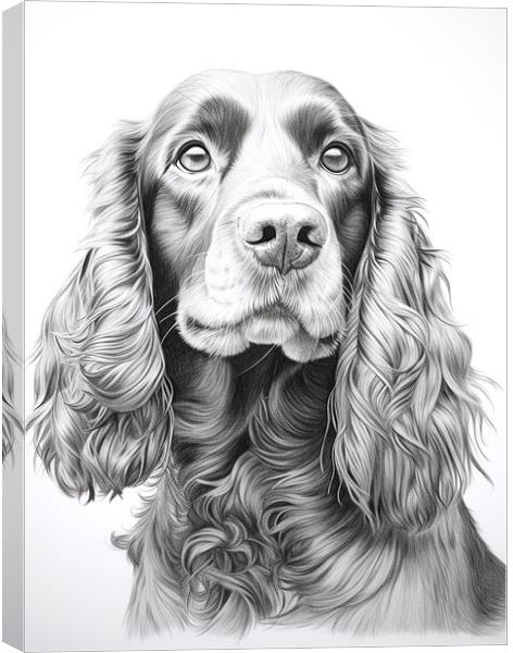 American Water Spaniel Pencil Drawing Canvas Print by K9 Art