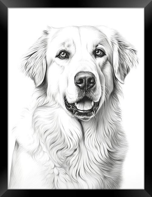 Anatolian Shepherd Dog Pencil Drawing Framed Print by K9 Art
