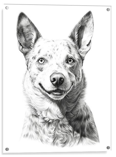 Australian Cattle Dog Pencil Drawing Acrylic by K9 Art