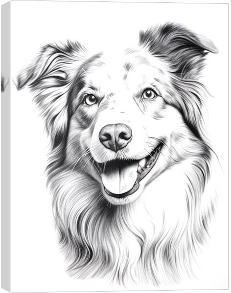 Australian Shepherd Dog Pencil Drawing Canvas Print by K9 Art