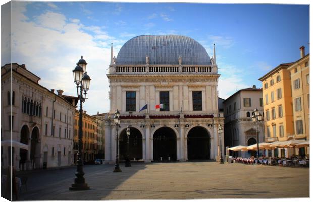 The Palazzo della Loggia, a Renaissance palace in Brescia, Italy, current site of the city council Canvas Print by Virginija Vaidakaviciene
