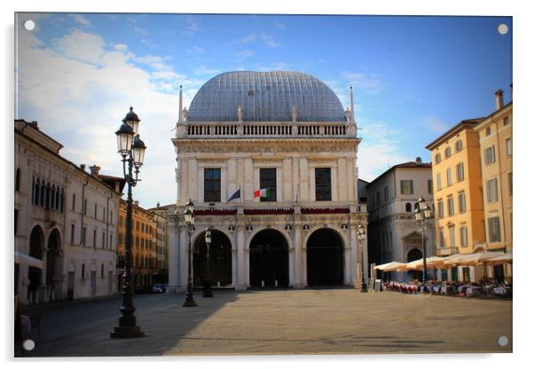 The Palazzo della Loggia, a Renaissance palace in Brescia, Italy, current site of the city council Acrylic by Virginija Vaidakaviciene