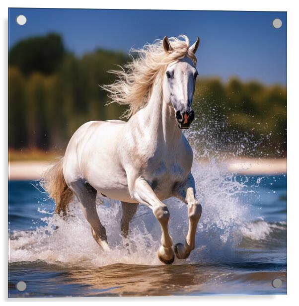 White Horses Acrylic by Fraser Hetherington