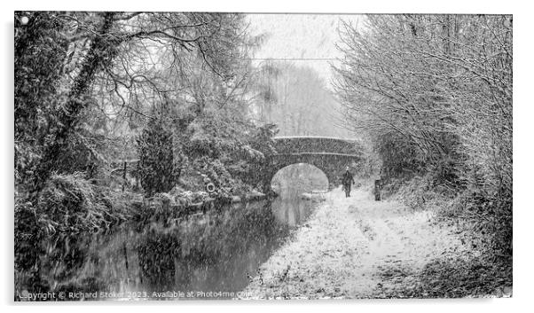 Snow On The Canal Acrylic by Richard Stoker