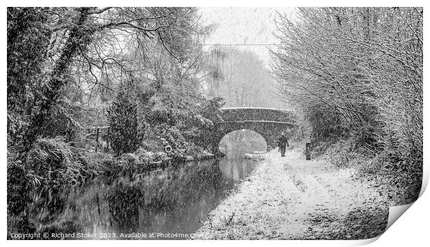 Snow On The Canal Print by Richard Stoker