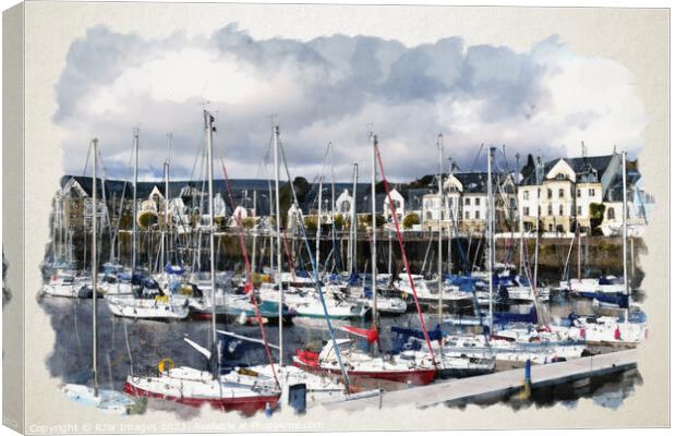 Inverkip Marina Village Watercolour Canvas Print by RJW Images