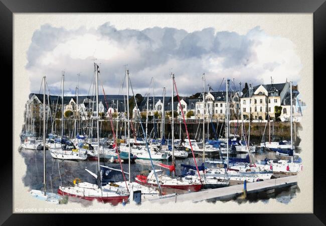 Inverkip Marina Village Watercolour Framed Print by RJW Images