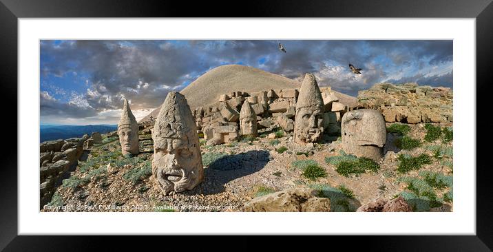 The spectacular ancient statues of Mount Nemrut, Turkey Framed Mounted Print by Paul E Williams