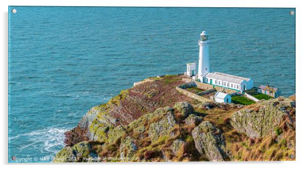 South Stack Lighthouse  Acrylic by Mike Shields