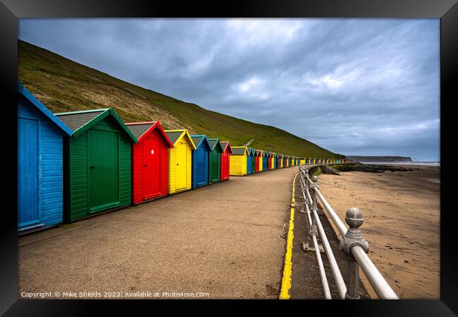 Whitby Beach Huts Framed Print by Mike Shields