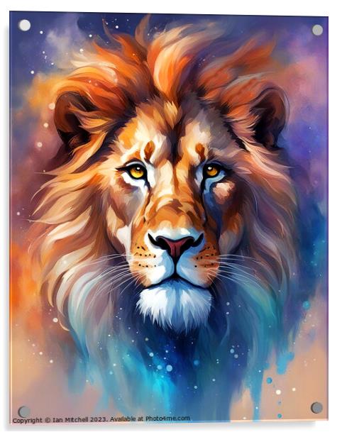 Lion Art Acrylic by Ian Mitchell