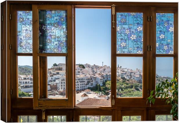 A View of Frigiliana, Spain through the window Canvas Print by Jo Sowden