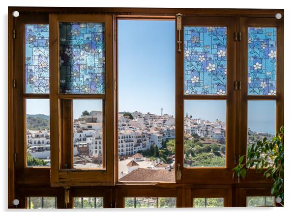 A View of Frigiliana, Spain through the window Acrylic by Jo Sowden