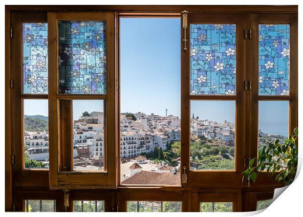 A View of Frigiliana, Spain through the window Print by Jo Sowden
