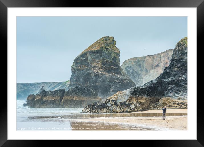 Bedruthan Steps Cornwall England UK  Framed Mounted Print by Andrew Michael