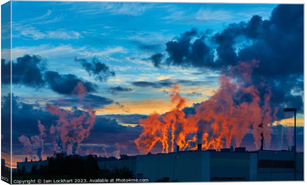 Sunset on factory smoke Canvas Print by Iain Lockhart