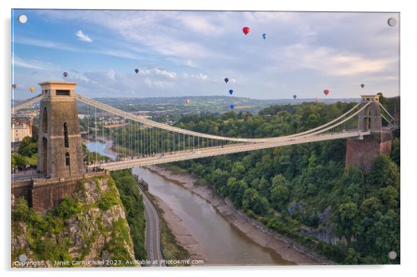 Mass Ascent at the Bristol International Balloon Fiesta Acrylic by Janet Carmichael