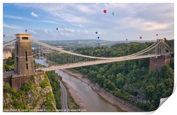 Mass Ascent at the Bristol International Balloon Fiesta Print by Janet Carmichael