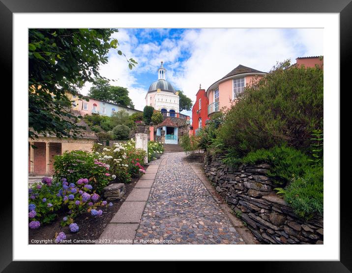 Portmeirion in Summer Framed Mounted Print by Janet Carmichael