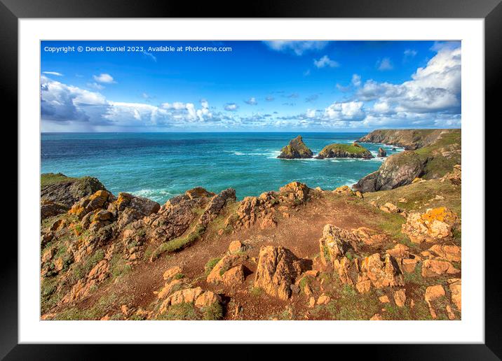 The Clifftop Around Kynance Cove Framed Mounted Print by Derek Daniel