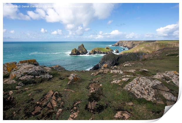 The Rocky Headland Around Kynance Cove Print by Derek Daniel