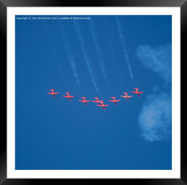 Red Arrows In Flight Framed Mounted Print by Tom McPherson
