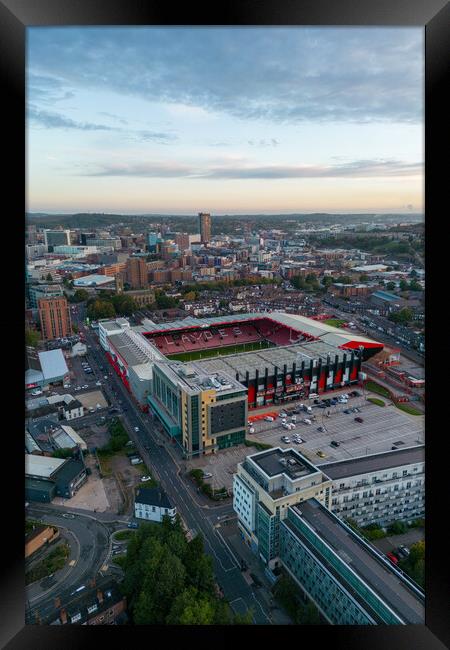Sunrise over Bramall Lane Framed Print by Apollo Aerial Photography