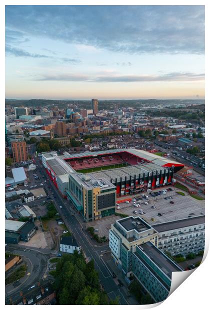 Sunrise over Bramall Lane Print by Apollo Aerial Photography