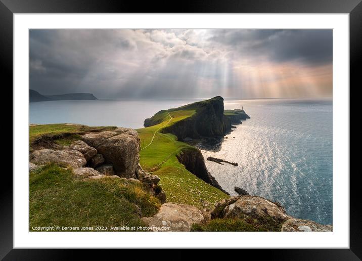 Neist Point Lighthouse Isle of Skye Scotland Framed Mounted Print by Barbara Jones