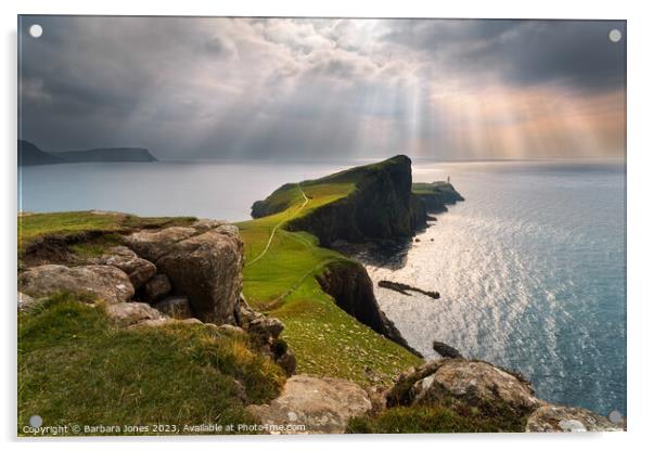 Neist Point Lighthouse Isle of Skye Scotland Acrylic by Barbara Jones