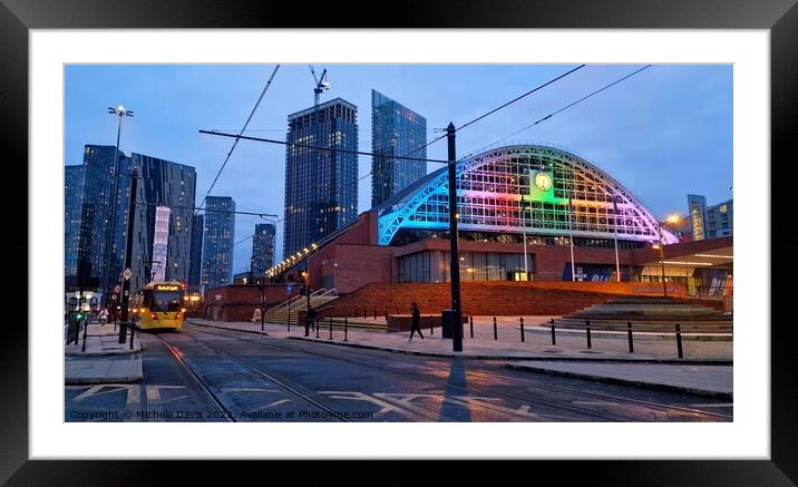 Manchester City Centre Twilight Framed Mounted Print by Michele Davis