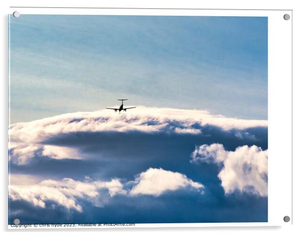 aircraft in the distance under storm clouds Acrylic by chris hyde